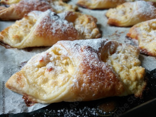 Puff pastry cheesecakes serve as a delicious sweetness for coffee or tea.