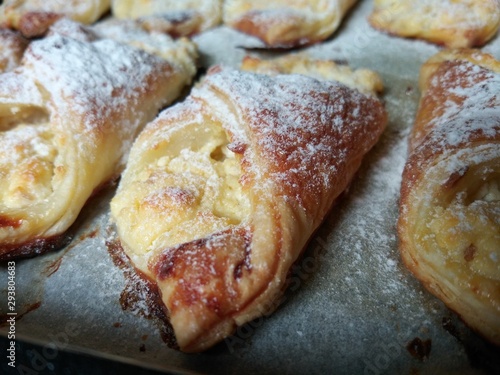 Puff pastry cheesecakes serve as a delicious sweetness for coffee or tea.