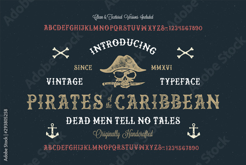 Original Handmade Gothic Font. Retro Typeface. Clean & Textured Versions Included. Vector Illustration.