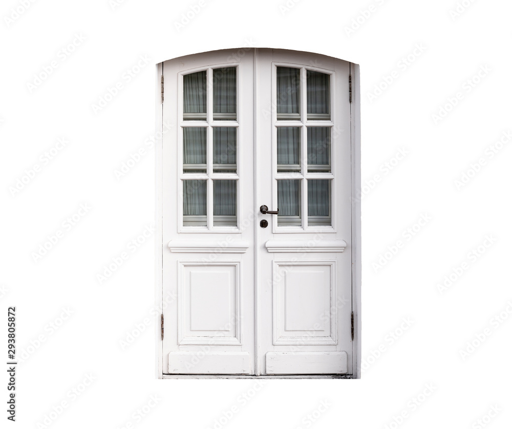 Classic white wooden door on white Classic white wooden door on white