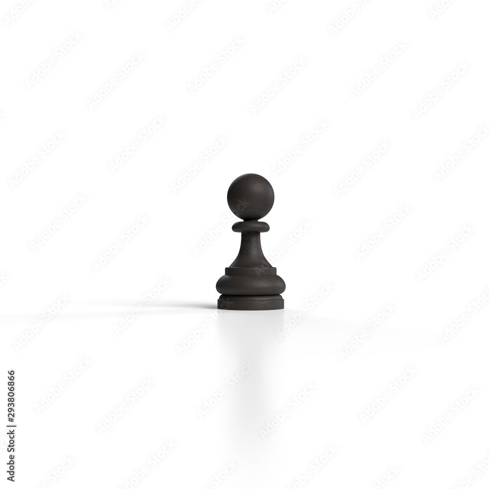 Peça de xadrez preta peão 3d no fundo branco jogo de tabuleiro peça de  xadrez 3d rendervector