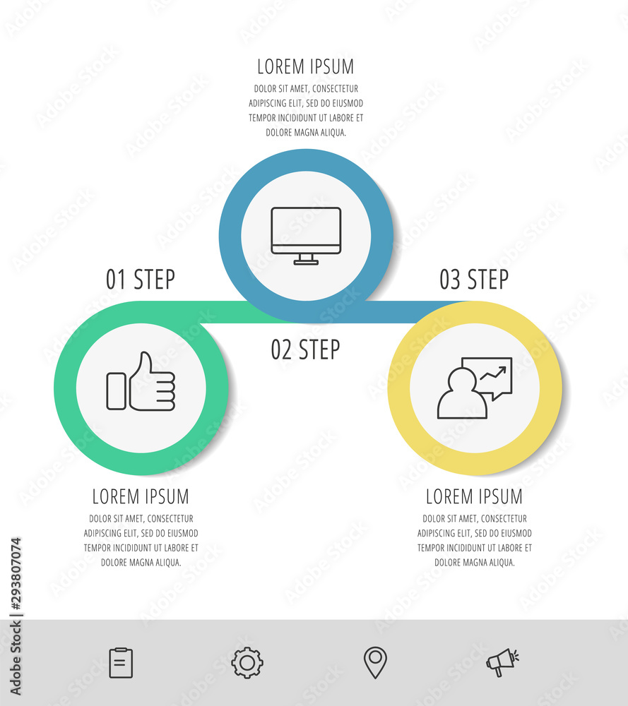 Vector infographic template circles for three paper label, diagram, graph, presentation. Business concept with 3 options. Blank space for content, step for step, timeline, workflow, marketing, web Vector infographic template circles for three paper label, diagram, graph, presentation. Business concept with 3 options. Blank space for content, step for step, timeline, workflow, marketing, web
