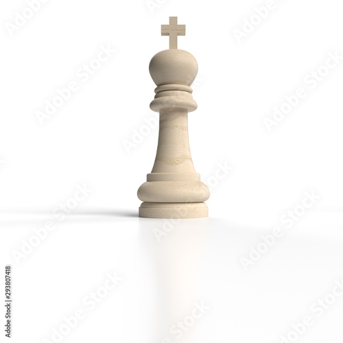 rei claro branca Peça de Jogo de Xadrez 3d Render isolado fundo branco