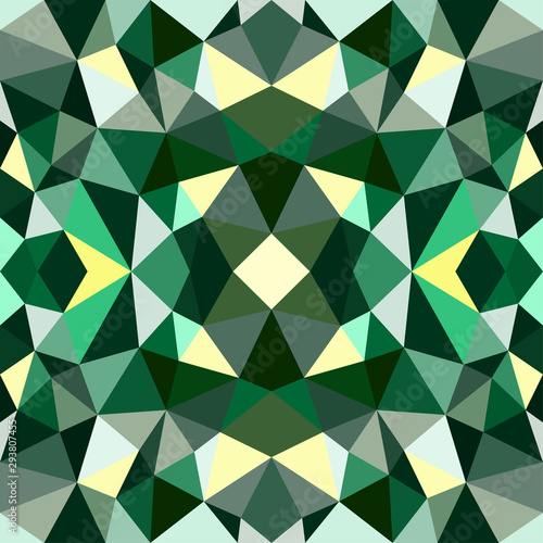Fototapeta Naklejka Na Ścianę i Meble -  Bright kaleidoscope pattern. Green shapes with yellow.