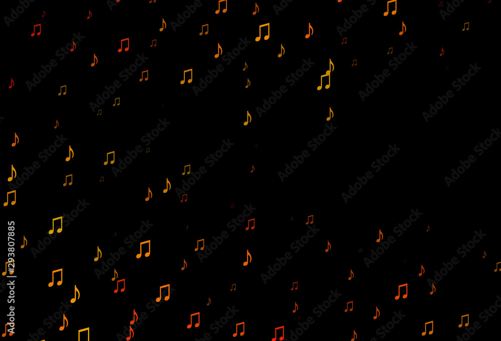 Dark Orange vector pattern with music elements. Dark Orange vector pattern with music elements.