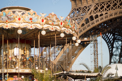Eiffel tower near the amusement Park in Paris in France September 2019 © Juli Puli