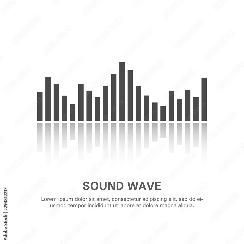 Illustration of an isolated sound wave on a white background 3.