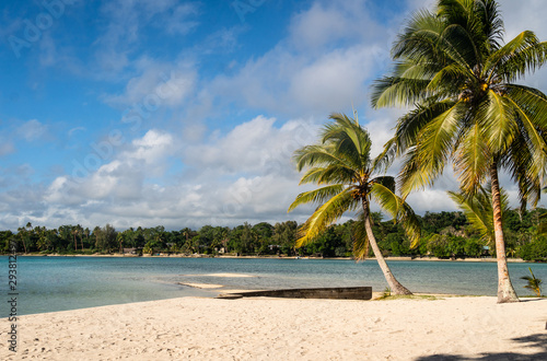 Idyllic beach in the Erakor island in the Port Vila bay on a sunny day in Vanuatu in the south Pacific photo