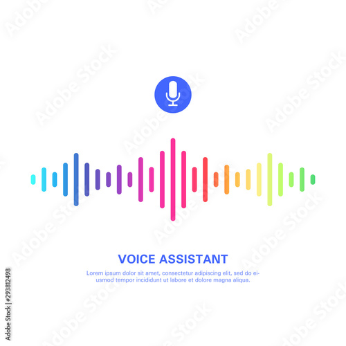 Smart voice assistant logo with colorful sound wave.