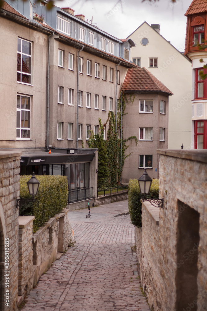 Fototapeta premium streets with old houses in Tallinn Estonia September 2019