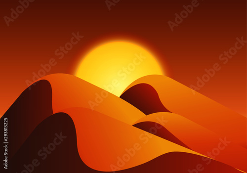 Desierto con dunas al atardecer.