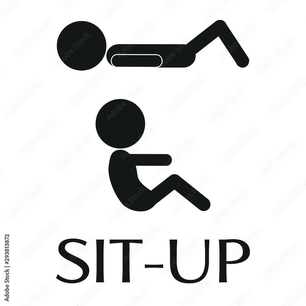 Sit up exercise vector pictogram, isolated simple icon. Sit up exercise vector pictogram, isolated simple icon.