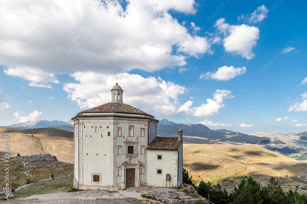 Church of Santa Maria della Pieta in Rocca Calascio. Province of L'Aquila, Abruzzo, Italy