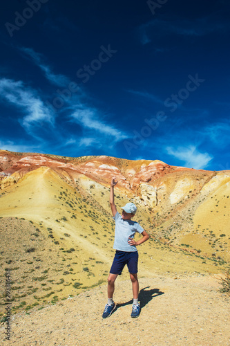 Teen boy in valley of Mars ...