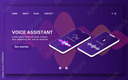 Loading page. Compare two smart voice assistants with a sound wave on a smartphone.