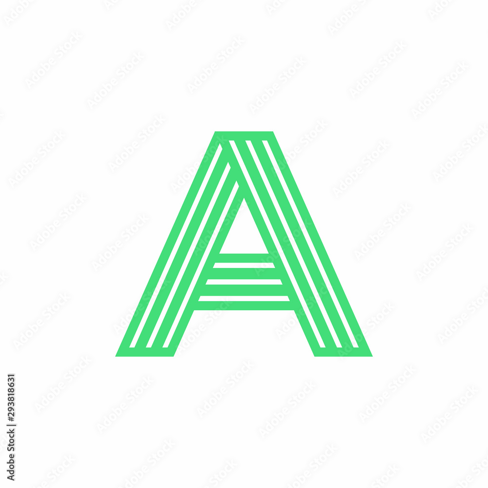 Vector Green lines Logo Letter Design A Vector Green lines Logo Letter Design A