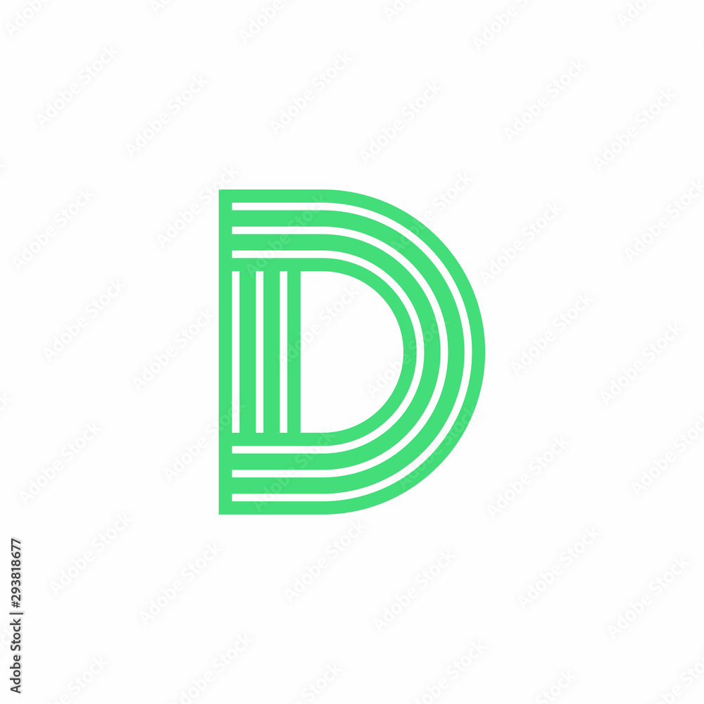 Vector Green lines Logo Letter Design D Vector Green lines Logo Letter Design D