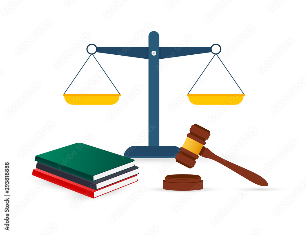 Justice scales and wood judge gavel. Wooden hammer with law code books. Justice scales and wood judge gavel. Wooden hammer with law code books.