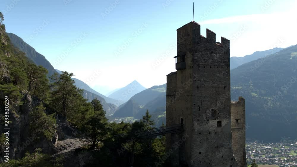 alpine fortress schrofenstein fly over with view on city landeck alpine fortress schrofenstein fly over with view on city landeck