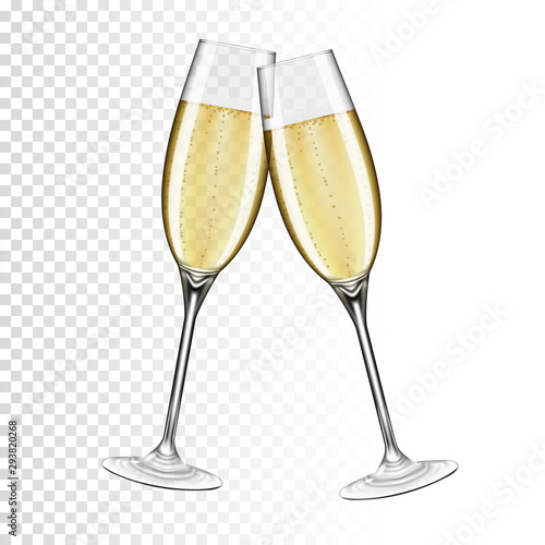 Two glasses of champagne, isolated on transparent background. photo