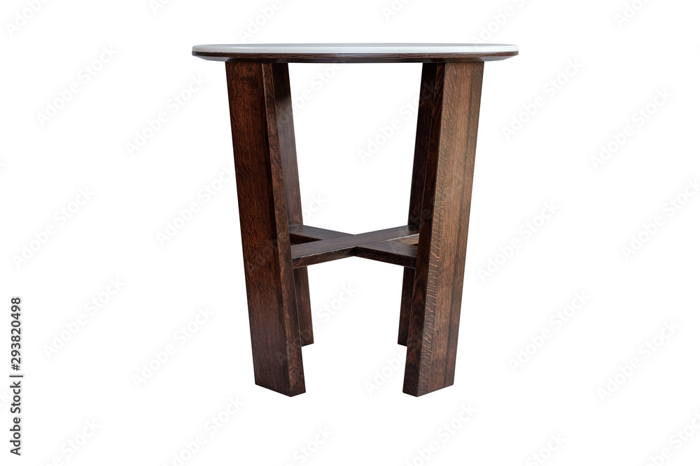 Wooden coffee table with acrylic table top on white background Wooden coffee table with acrylic table top on white background