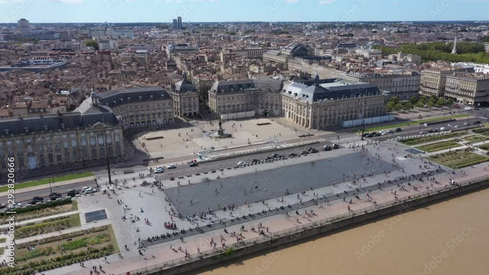 Bordeaux city, Aerial view of Quai de lune and place de la bourse