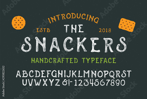 Original Handmade Textured Font. Retro Typeface. Vector Illustration.