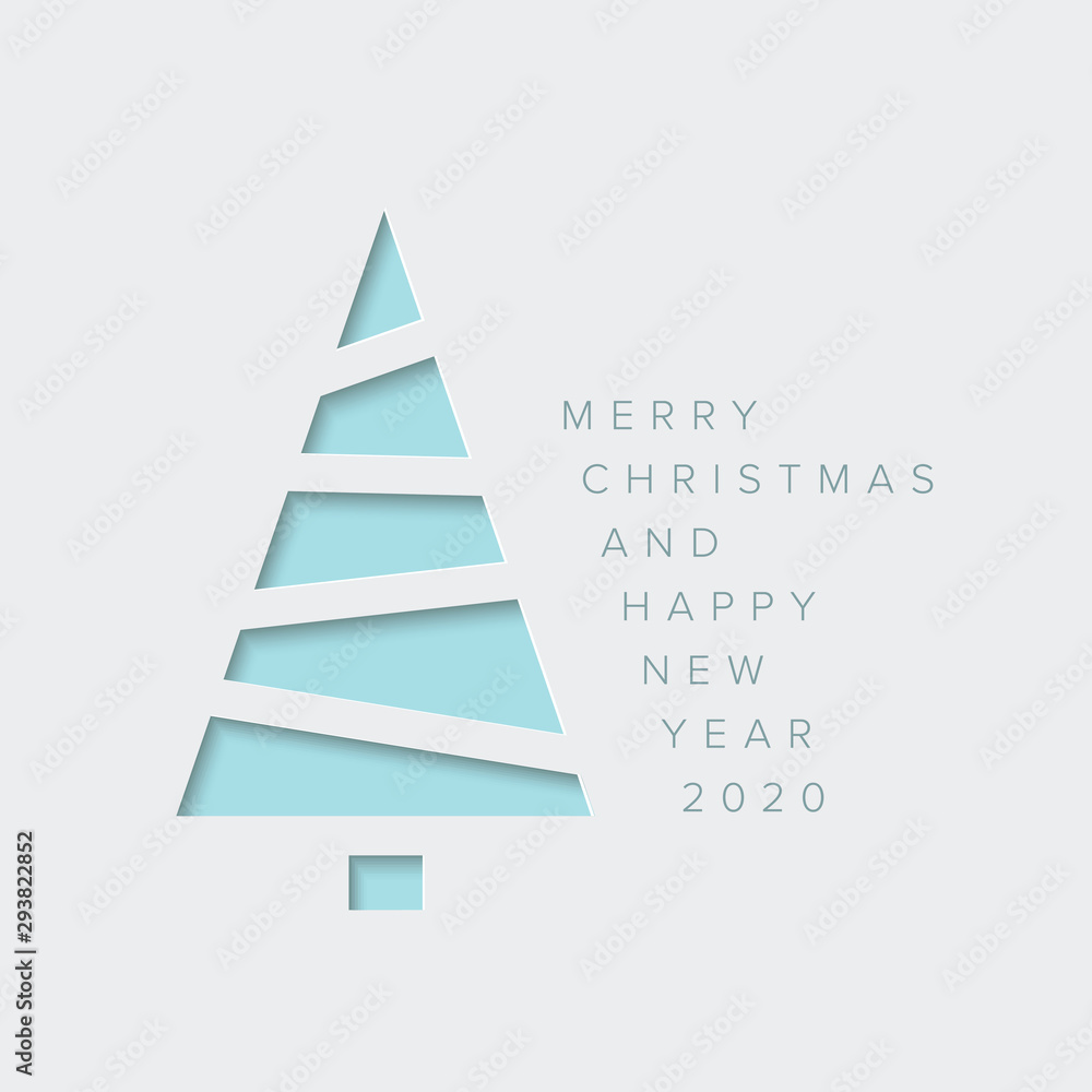 Fototapeta premium Minimalistic Christmas card with christmas tree