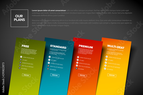 Product service subscription plans template