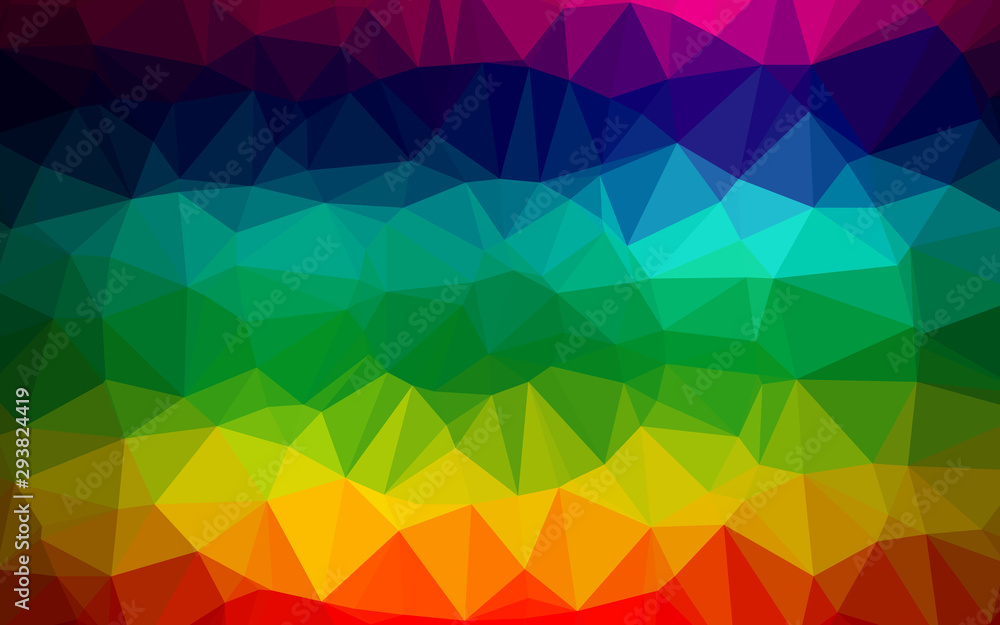 Obraz premium Dark Multicolor, Rainbow vector low poly texture. Triangular geometric sample with gradient. Template for a cell phone background.