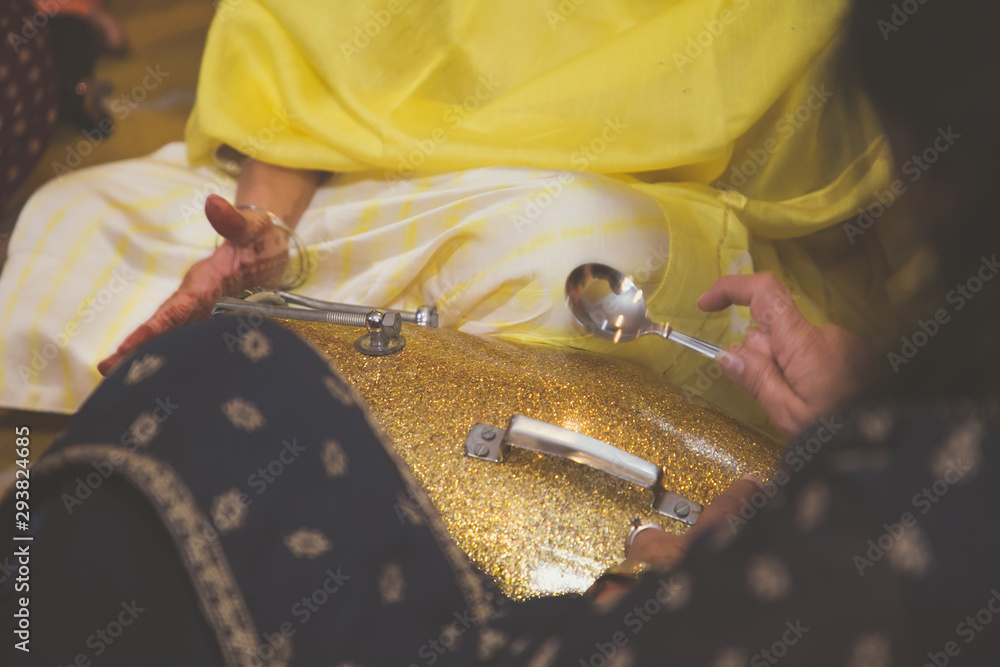 Indian pre wedding ceremony sangeet ritual items Stock Photo Adobe Stock