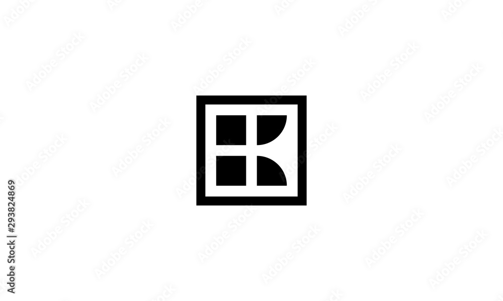 initial letter H and K with square logo design template