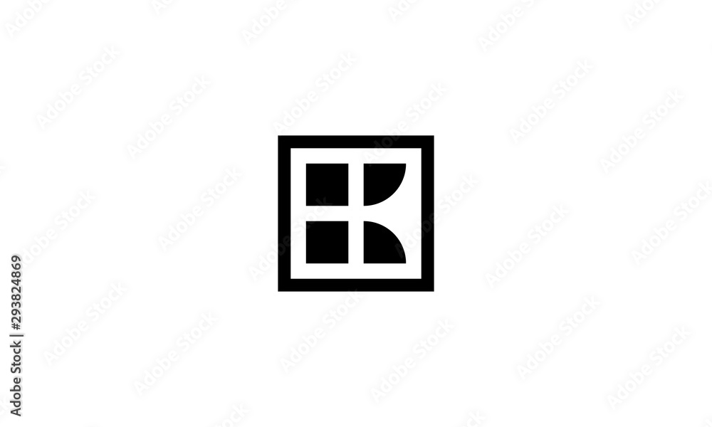 initial letter H and K with square logo design template initial letter H and K with square logo design template