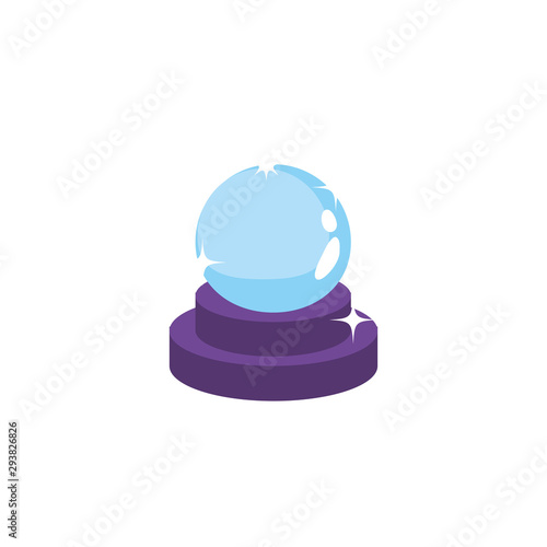 witch crystal ball on white background