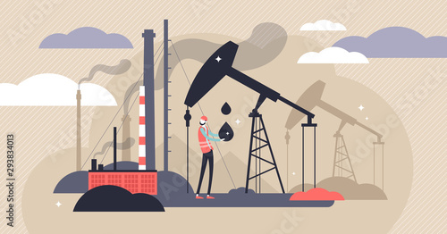 Oil industry vector illustration. Flat tiny fuel mining persons concept.