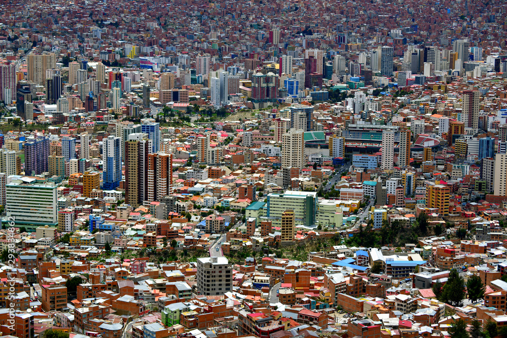Bolivia, La Paz, city view from the gondola lift, sky metro