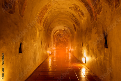 Footpath tunnel in Wat Umong Temple, Historical temple in the north chiangmai of Thailand