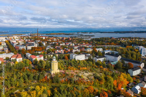 Kotka. Finland. Haukkavuori Lookout Tower. Bird's-eye view. photo