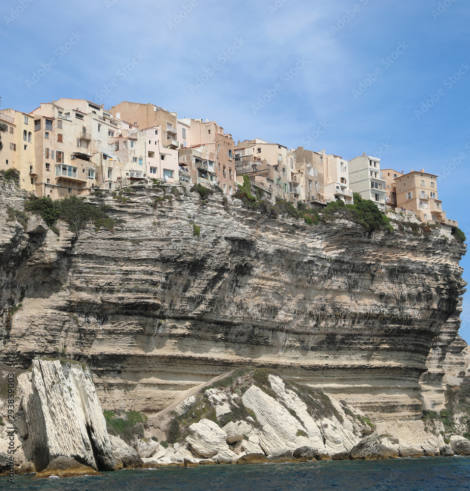 Bonifacio town and the houses on the cliffed coast