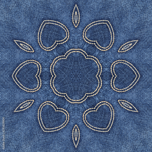Mandala Jeans Herzen in blau