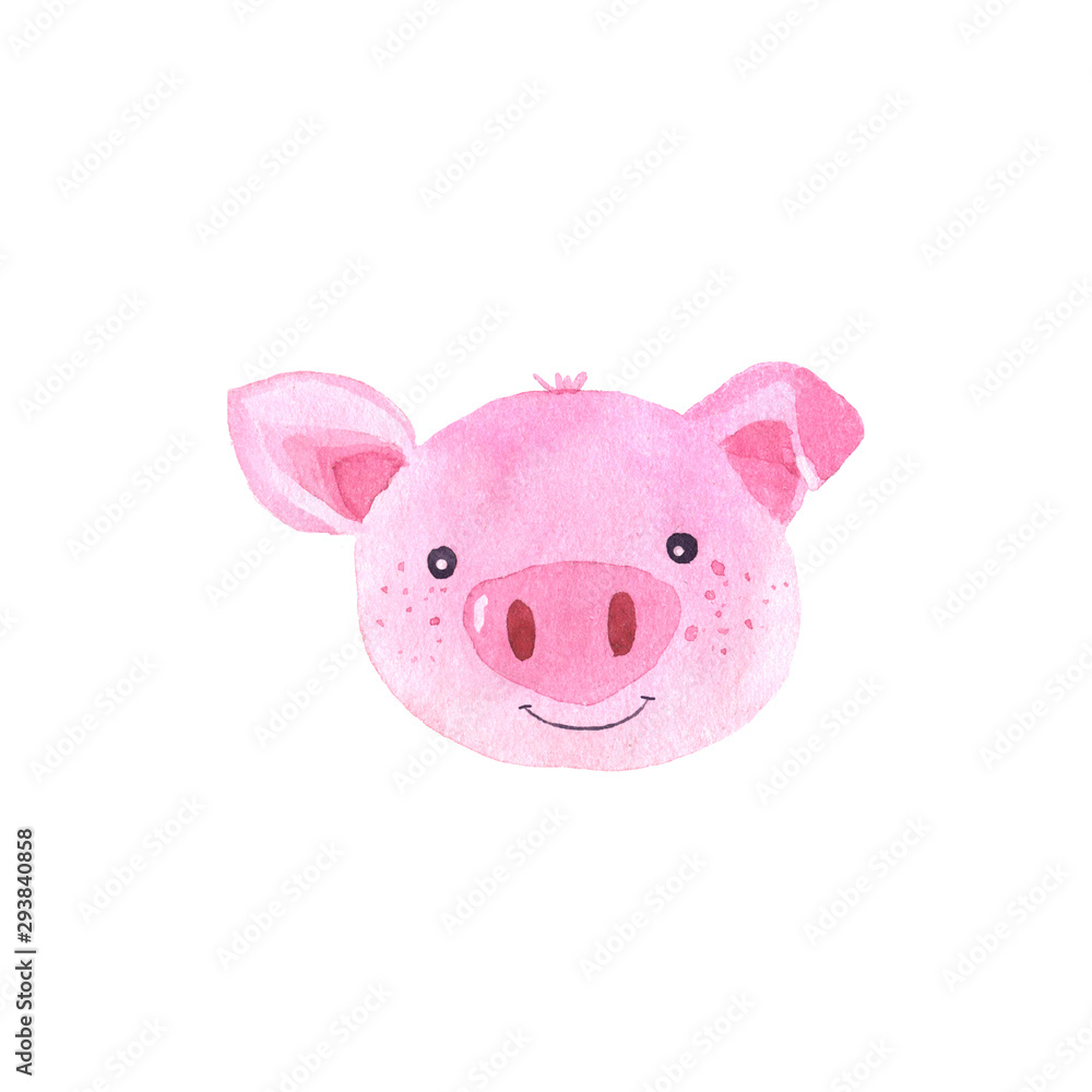 Watercolor cute pigs characters