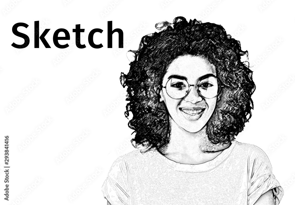 Black and White Sketch Effect Overlay Stock Template Adobe Stock