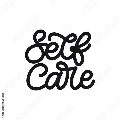 Hand lettering quote. The inscription: Selfcare. Perfect design for greeting cards, posters, T-shirts, banners, print invitations.Monoline lettering.