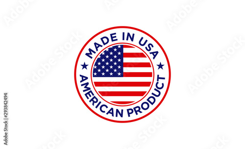 Made in USA logo or label. US icon with American flag. for packaging products