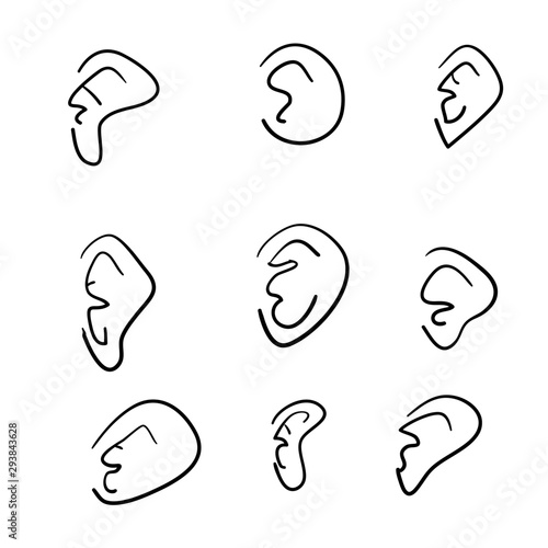 doodle ears collection handdrawn style vector