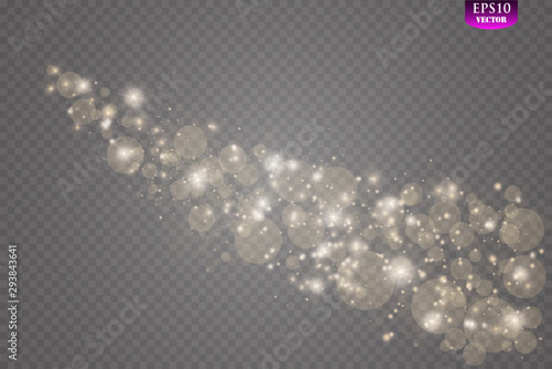 The dust is yellow. yellow sparks and golden stars shine with special light. Vector sparkles on a transparent background. Christmas light effect. Sparkling magical dust particles.