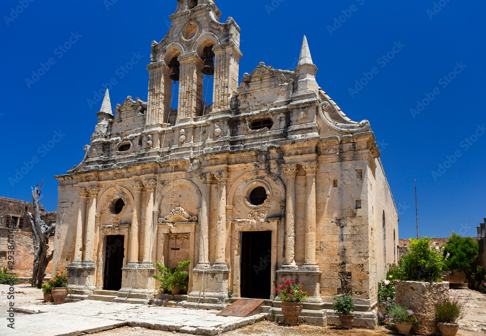 Front view of Arkadi Monastery, Crete, Greece Front view of Arkadi Monastery, Crete, Greece