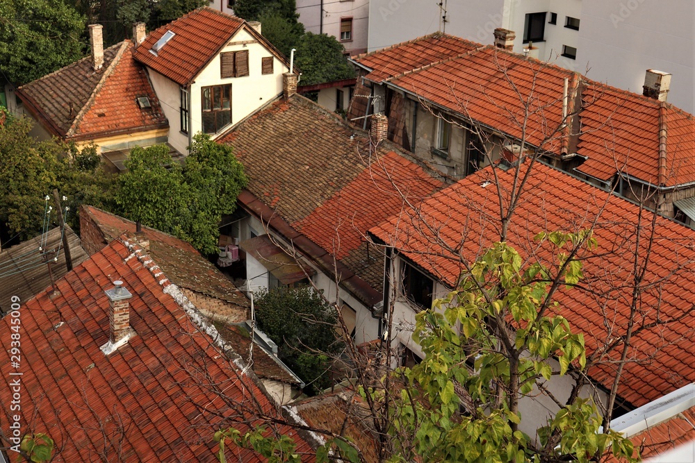 red tile roofs of houses