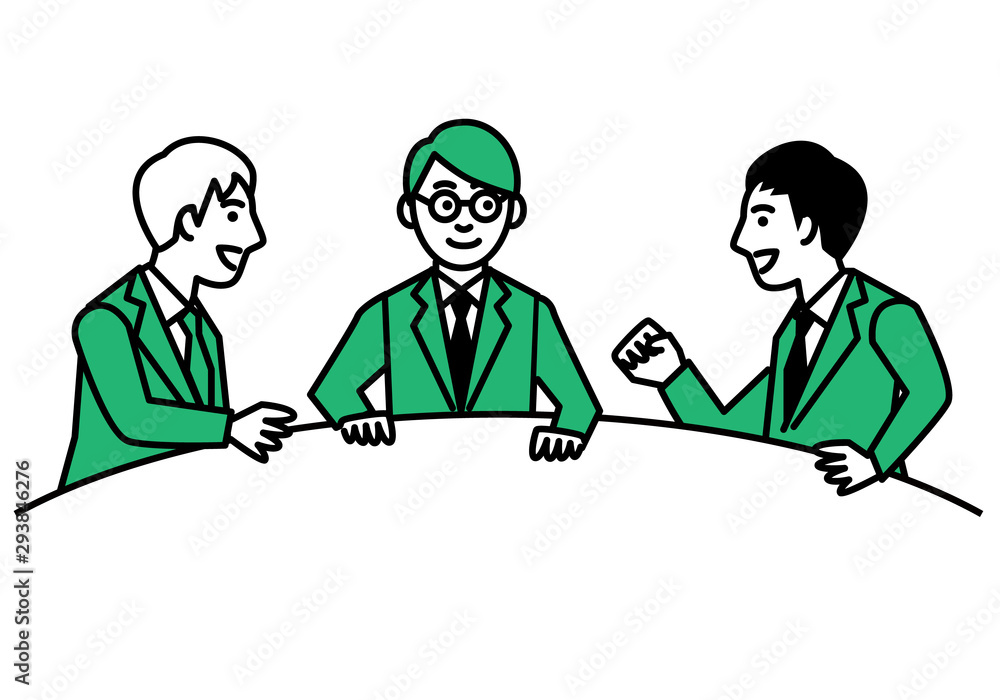 Business man discussing with coworkers. Vector illustration. Business man discussing with coworkers. Vector illustration.