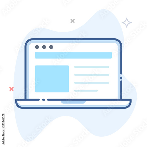 Laptop  computer line illustration. Notebook outline vector icon.